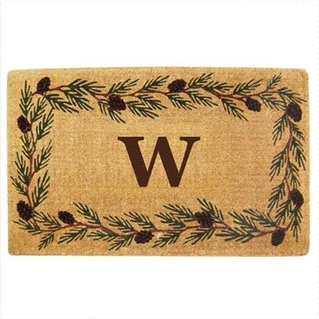 NEDIA HOME Nedia Home 02014W Heavy Duty Coco Mat 30 x 48 In. Evergreen Border Monogrammed W O2014W